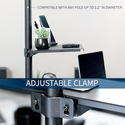 VIVO Universal Steel 14 x 10 inch Shelf Pole Mount for TV Cart, Attaches to 0.5” to 2.4” Poles, Speaker & Microphone Stands, Clamp-on Utility Storage Surface, Black, MOUNT-SF13P - size: 14 x 10 inch