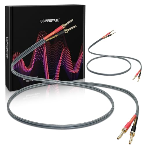 UCINNOVATE Heavy Duty Bi-Wired High-End OFC Speaker Cable 12AWG, 2 Pack Audiophiles HiFi Cold Welding Speaker Cable with Gold-Plated Pin Banana Plugs for Home Theater Surround Speakers 4m / 13.12FT - style: 2x 4m Bi-Wire Speaker Cable