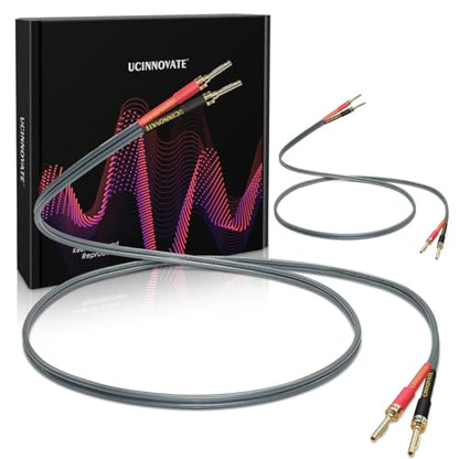 UCINNOVATE Heavy Duty Bi-Wired High-End OFC Speaker Cable 12AWG, 2 Pack Audiophiles HiFi Cold Welding Speaker Cable with Gold-Plated Pin Banana Plugs for Home Theater Surround Speakers 4m / 13.12FT - style: 2x 4m Bi-Wire Speaker Cable