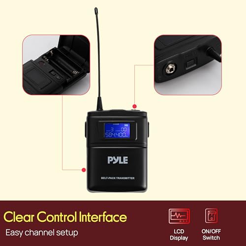 Pyle 4 Channel UHF Wireless Microphone System with 4 Lavalier & 4 Headset Mics, 300 Ft Range, Rack Mount Receiver for Conferences, Events & PA Systems - style: 4-Channel Lavalier-Headset