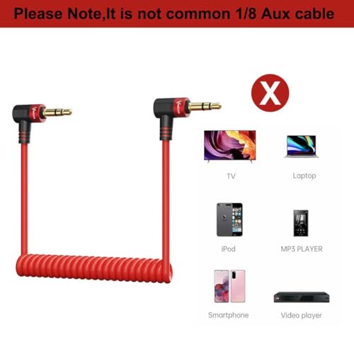 Coiled Retractable 3.5mm Aux TRS Microphone Audio Patch Cable 20 Inch 2 Pack, 90 Degree Angled Jack Stereo Live Streaming Cord for Rode Wireless Go 2/DJI Mic 2/Nikon & Other DSLR Cameras - style: 3.5mm Dual TRS Cable
