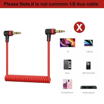 Coiled Retractable 3.5mm Aux TRS Microphone Audio Patch Cable 20 Inch 2 Pack, 90 Degree Angled Jack Stereo Live Streaming Cord for Rode Wireless Go 2/DJI Mic 2/Nikon & Other DSLR Cameras - style: 3.5mm Dual TRS Cable