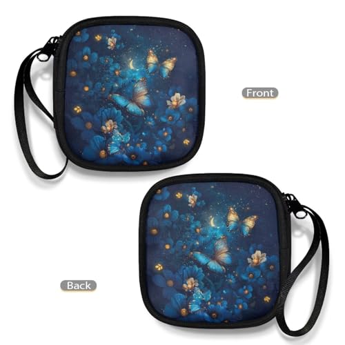 Sloth Strawberry Earphone Carrying Case Pouch Cable Storage Bag - Earbud Case Mini Pouch Headset Storage Box Bags for Headphone Bluetooth - color: Butterfly and Flower