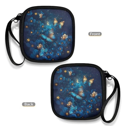 Sloth Strawberry Earphone Carrying Case Pouch Cable Storage Bag - Earbud Case Mini Pouch Headset Storage Box Bags for Headphone Bluetooth - color: Butterfly and Flower