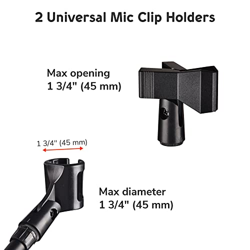 Yescom Microphone Stand Boom Arm Floor Tripod Dual Mic Clip 31"-53" - size: Basic-2 Mic Clips