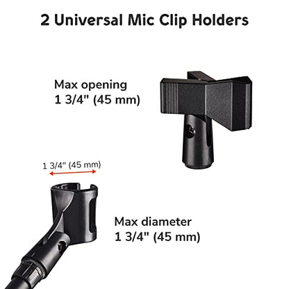Yescom Microphone Stand Boom Arm Floor Tripod Dual Mic Clip 31"-53" - size: Basic-2 Mic Clips