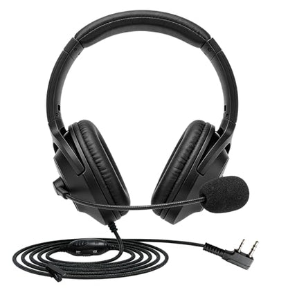WODASEN Over Ear Noise Cancelling Overhead Headset with Boom Mic PTT VOX Headphone 2 Pin Walkie Talkie Earpiece for Baofeng UV-5R UV-82 AR-152 BF-F8HP BF-888S Retevis RT17 RT21 Kenwood Radio