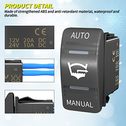 Joinfworld 3 Way Bilge Pump Rocker Switch Waterproof 12V 24V 4Pin 20A SPDT Auto/Off/Manual Bilge Pump Switch Panel with LED Light for Boat Automotive Vehicles Marine