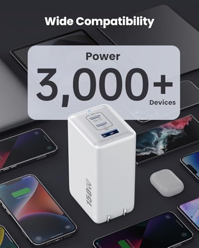 150W USB C Charger Block,GaN III Compact Foldable Wall Charger 3 Port Fast Charging Station,PD QC PPS Portable USB C Hub 100W Laptop Adapter for MacBook Pro/Air,iPad,iPhone 16/Pro,Galaxy S24,Dell etc - color: White
