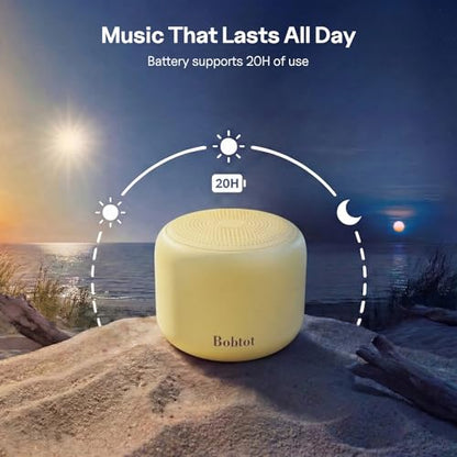 Bobtot Portable Bluetooth Speakers with Strap Easy to Carry Mini Speaker | Wireless Waterproof with Loud Stereo Sound, 20 Hours Playtime, Rechargeable Battery, Built-In Microphone, Beige - color: Beige