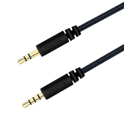 Audio cable with volume control 4.3ft for PS4 Controller, Headphones Black - color: 1 Pack Black, size: 1Pack Black