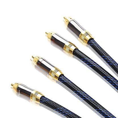 Dual 2RCA Male to 2RCA Male Stereo Audio Cable, Double-Shielded (OD 8.0mm), for Amplifiers, AV Receivers, Hi-Fi System (4 Feet) - size: 4 Feet