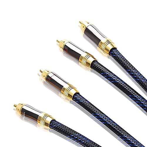 Dual 2RCA Male to 2RCA Male Stereo Audio Cable, Double-Shielded (OD 8.0mm), for Amplifiers, AV Receivers, Hi-Fi System (15 Feet) - size: 15 Feet