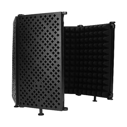Semme Microphone Isolation Microphone Isolation for Studio Recording Foldable Sound Absorbing Foam Reflector 5 Panel Acoustic for Clear Voice