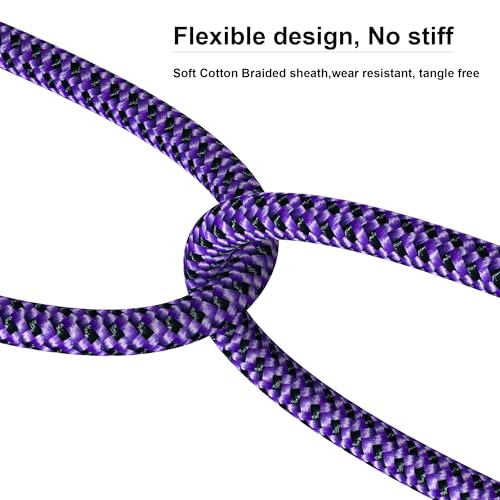 3.5mm Aux to RCA Audio Cable Audiophile 24K Gold-Plated Pure Copper Shell Braided Hi Fi Stereo Y Cord for Smartphones MP3 Tablets Speakers HDTV Purple (3.5mm Straight to 2 RCA, 16.4FT/5m) - size: 16.4 ft, style: 3.5mm Straight to 2 RCA
