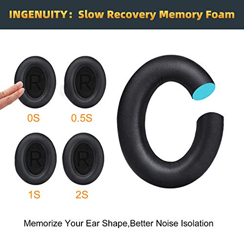 GEVO Premium Replacement Ear Pads for Bose QC35 & QC35ii Headphones - Black | Fits QuietComfort 35 & 35ii / SoundLink 1&2 AE（Over-Ear）- Soft Protein Leather · Adaptive Memory Foam and Extra Durable - color: Black
