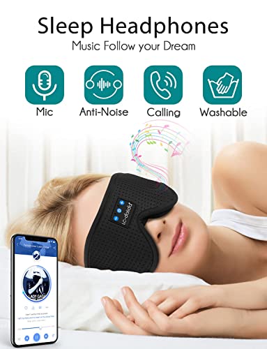 LC-dolida Sleep Mask with Bluetooth Headphones,Sleep Headphones Bluetooth Sleep Mask 3D Sleeping Headphones for Side Sleepers Best Gift and Travel Essential (Elegant Black) - color: Elegant Black