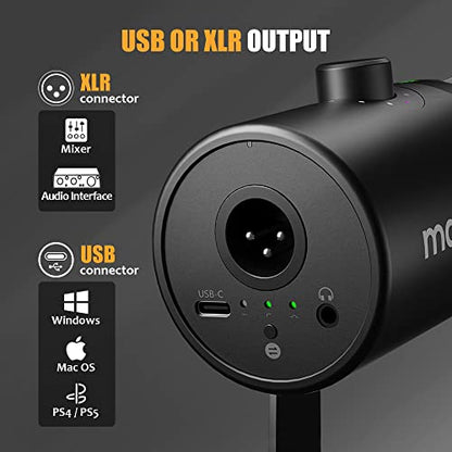 MAONO AU-A04H Microphone and Studio Headphone with PD400X Dynamic Microphone Bundle for Podcast, Studio, YouTube, Live Streaming, Voice-Over