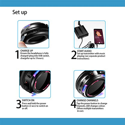 Professional Silent Disco LED Wireless Headphones and RF LED Silent Disco Earphones for iPod MP3 DJ Music Pary Club (30 led Headphone + 2 Transmitter) - color: 30 led headphone + 2 transmitter