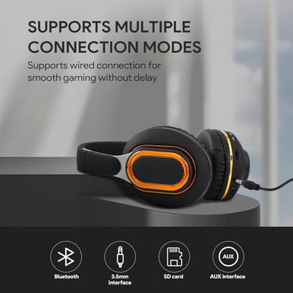 Bluetooth Headphones, Foldable Wireless Over-Ear Headphones with Hidden Mic for Cell Phone, Laptop, PC, Suitable for Music, School, Workouts, and Gaming (Black) - color: Black