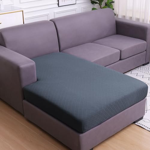 Jacquard Couch Cushion Covers, L Shape Sectional Sofa Slipcovers | Diamond Lattice, L Shape Sectional Fit, Washable, Chaise Cushion Cover, Sofa Protection (1 Piece for Chaise) - color: Grey, size: Chaise (1 Piece)