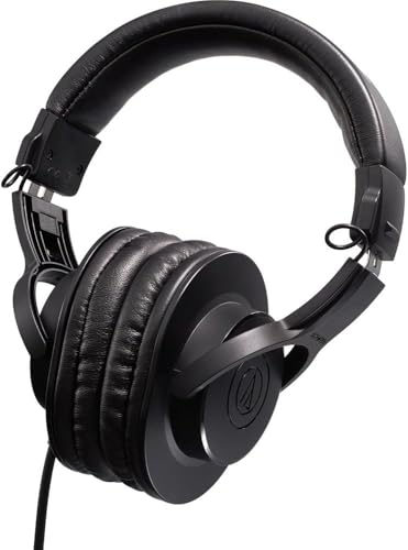 Audio-Technica ATH-M20x Professional Studio Monitor Headphones, Black (AUD ATHM20X) + Microfiber Cleaning Cloth + Headphone Stand + Headphone CASE + Goby Labs Headphone Cleaner 4 fl oz