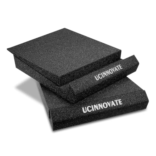 UCINNOVATE 2 Pack High-Density Acoustic Foam Speaker Riser for 5”- 6” Speakers, Prevent Vibration Studio Monitor Isolation Pads, Subwoofer Isolation for Sound Improvement