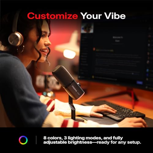 MAONO PD100W Wireless Microphone for iPhone, Android Phone,PC,Desktop Mic with USB-C/Lightning Receiver for Content Creator Recording,Podcasting,Gaming Streaming