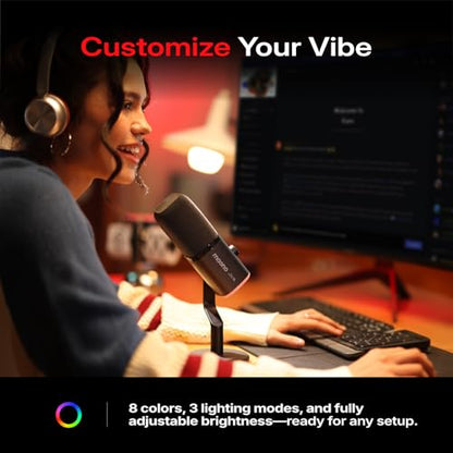 MAONO PD100W Wireless Microphone for iPhone, Android Phone,PC,Desktop Mic with USB-C/Lightning Receiver for Content Creator Recording,Podcasting,Gaming Streaming