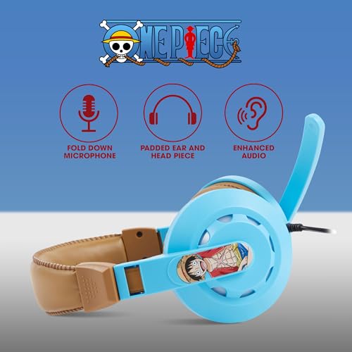 One Piece Gaming Headset with Mic, Wired Headphones, Microphone, LED | One Piece wired gaming headset, mic, LED lights, padded over-ear comfort, enhanced audio, PC gaming setup. - color: Onepiece
