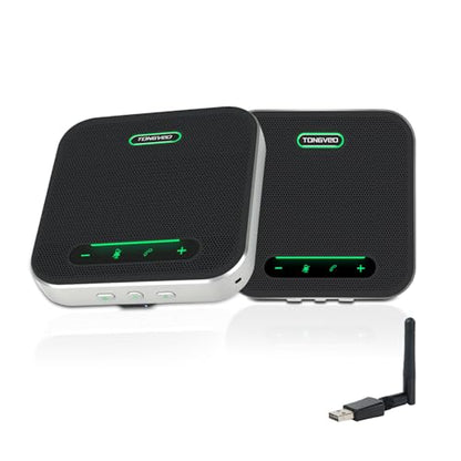 Wireless Conference Speaker and Microphone, 2-in-1 Daisy Chain Bluetooth Speakerphone with 4 Mics Arrays and 360° Voice Pickup and Noise Reduction,Bluetooth/USB/Dongle connection Methods for 30 People - color: Jet