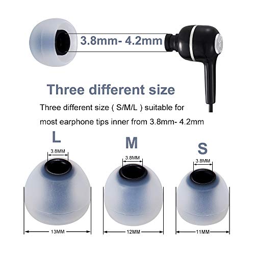 Earbud Tips High Quality Soft Silicone Earbuds Replacement Tips Fit for in-Ear Headphones(inner hole from 3.8mm - 4.0mm earphones)9 Pairs S/M/L,Gray/Black - color: Transparent Black