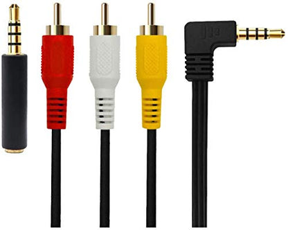 QiCheng&LYS 3.5 mm to RCA AV Camcorder Video Cable,3.5mm Male to 3RCA Male Plug Stereo Audio Video AUX Cable for Smartphones,MP3, Tablets,Speakers,Home Theater - 3.5mm Elbow 2.5m - size: 3.5mm Elbow 2.5m