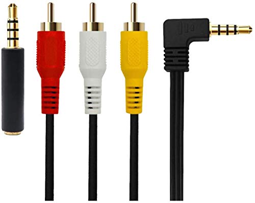 QiCheng&LYS 3.5 mm to RCA AV Camcorder Video Cable,3.5mm Male to 3RCA Male Plug Stereo Audio Video AUX Cable for Smartphones,MP3, Tablets,Speakers,Home Theater - 3.5mm Elbow 2.5m - size: 3.5mm Elbow 2.5m