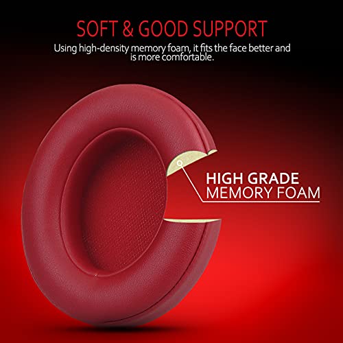Replacement Ear Pads for Beats Studio 3 & Studio 2, Upgraded Beats Studio 3 Replacement Parts and Beats Headphones Accessories, Compatible with B0500 B0501 Wired/Wireless Models, Red - color: Red