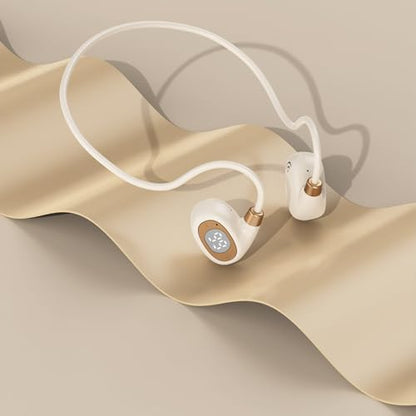 IHAO Open Ear Air Conduction Headset Wireless Bluetooth Sport Headphones with Mic Earphone Lightweight Painless Wearing Sweatproof Earpiece Stereo Earphone for Running Hiking Bicycling-HY 30 Off-White - color: HY 30 Off-White