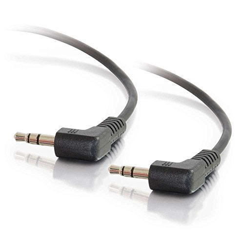 Legrand - C2G Velocity 3.5mm Right Angle Stereo Audio Extension Cable, Male to Male Auxiliary Cable, Black Auxillary Port Extension Cable, 1.5 Feet, 1 Count, C2G 40582