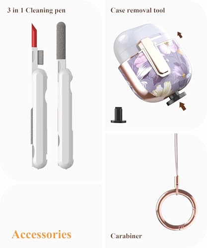 TATOFY Cover for AirPods Pro 4th Generation Case with Lock Clip Cleaner Kit Slim Hard AirPod 4 Lock Case Compatible with MagSafe (Violet) - color: Violet, size: AirPods 4th Gen