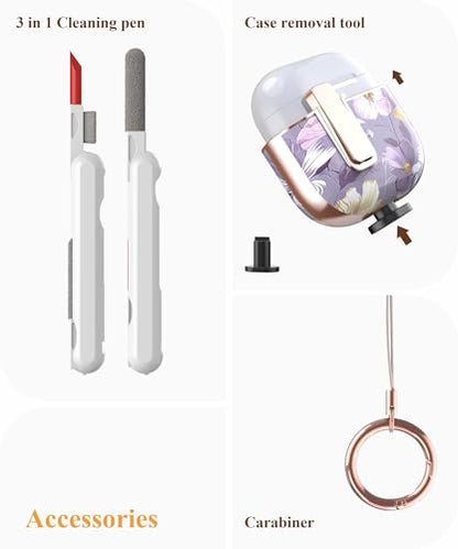 TATOFY Cover for AirPods Pro 4th Generation Case with Lock Clip Cleaner Kit Slim Hard AirPod 4 Lock Case Compatible with MagSafe (Violet) - color: Violet, size: AirPods 4th Gen