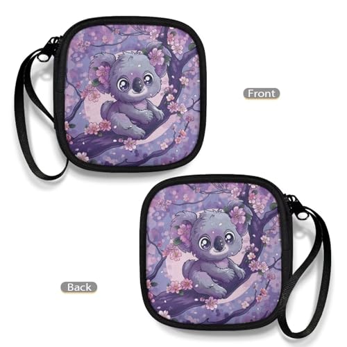 Lightweight Wired/Bluetooth Headset Charger Small Universal Carrying Bag Rectangle Shaped Portable Protection Earphone Case with Mesh Inner Pocket Zipper Enclosure(Koala and Peach Blossom) - color: Koala and Peach Blossom