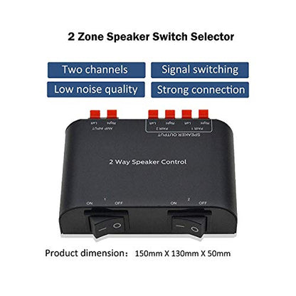 A ADWITS 2-Channel Speaker Switcher Selector Box with Terminal Claps 150W RMS per Channel, Black