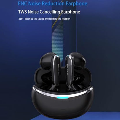 Wireless Earbuds Bluetooth 5.3 ENC Headset Low Latency Gaming Headset, TWS Stereo Wireless Headset Noise Canceling Gaming Earbuds with Microphone, IPX5 Water and Sweat Resistant, Black