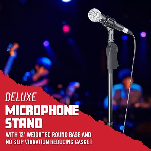 Gator Frameworks 12" Round Base Mic Stand, Height Adjustable (GFW-MIC-1201) | Adjust mic height smoothly with one hand while the weighted base and cable management keep your setup steady and clean. - style: 12" Weighted Base - Deluxe Height Adjust