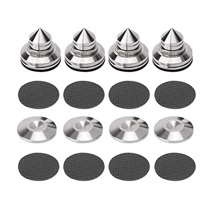 4 Sets Speaker Isolation Stand Feet, Stainless Steel Speaker Base Pads, Shockproof 28-32mm Adjustable Speaker Vibration Absorber Spike Cone Mats for Amplifier Turntable DAC Recorder CD (27x29x5MM) - size: 27x29x5MM