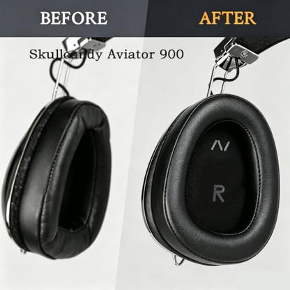 Earpads Replacement for Skullcandy Aviator 900,Memory Foam Cushions, Black | Protein Leather,Breathable, Durable, Sweat-Resistant, Easy to Install