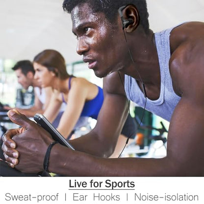 NEM Universal in-Ear Sport Headphones, Noise Isolating Sweatproof Earbuds with Mic & Remote, Adjustable Earhook Wired Stereo Earphones for Running, Gym Workout, Compatible with iPhone & Samsung