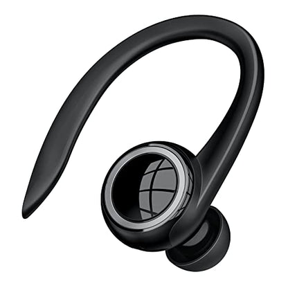 Bluetooth 5.2 Headset, Single Ear Earpiece Earphone with Mic, Hook, Noise Cancelling Headset for Business, Trucker, Driver, Wireless Bone Conduction Headphone with Ear Caps (S/M/L) for iPhone Android