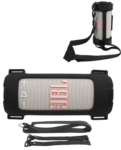 Case for JBL Grip Portable Bluetooth Speaker,Soft Protective,Silicone Case Cover with Shoulder Strap and Carabiner(Black)