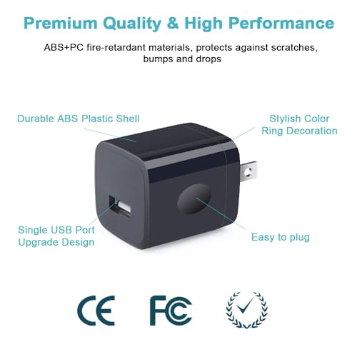 USB Wall Charger, Charger Block, 3-Pack 1A/5V Charging Cube Box Single Port USB Chargerr Plug for iPhone 17e 17 Air 16e 16 15 14 13 12 11 Pro Max,SE,XR/XS/X/8/7, iPad, Samsung Galaxy S26,A17,Pixel 10a - color: Black