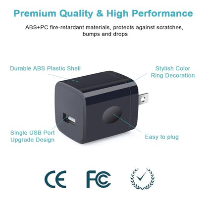 USB Wall Charger, Charger Block, 3-Pack 1A/5V Charging Cube Box Single Port USB Chargerr Plug for iPhone 17e 17 Air 16e 16 15 14 13 12 11 Pro Max,SE,XR/XS/X/8/7, iPad, Samsung Galaxy S26,A17,Pixel 10a - color: Black